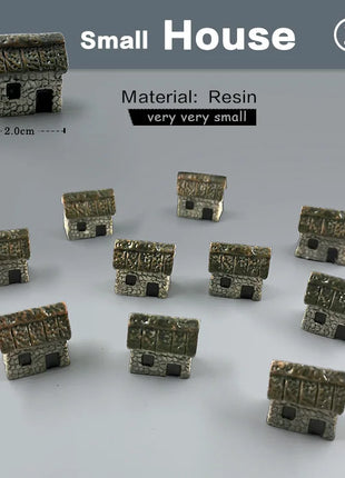 10Pcs Mini Small House Figurine Resin Craft Diy Home Decor Miniature Fairy Garden Decoration Accessories Modern Building Statue - Riparo82