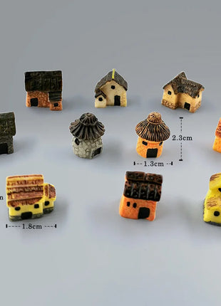 10Pcs Mini Small House Figurine Resin Craft Diy Home Decor Miniature Fairy Garden Decoration Accessories Modern Building Statue - Riparo82