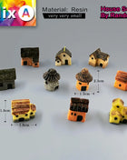 10Pcs Mini Small House Figurine Resin Craft Diy Home Decor Miniature Fairy Garden Decoration Accessories Modern Building Statue - Riparo82