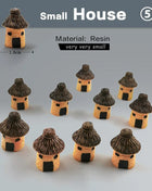 10Pcs Mini Small House Figurine Resin Craft Diy Home Decor Miniature Fairy Garden Decoration Accessories Modern Building Statue - Riparo82