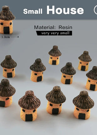 10Pcs Mini Small House Figurine Resin Craft Diy Home Decor Miniature Fairy Garden Decoration Accessories Modern Building Statue - Riparo82