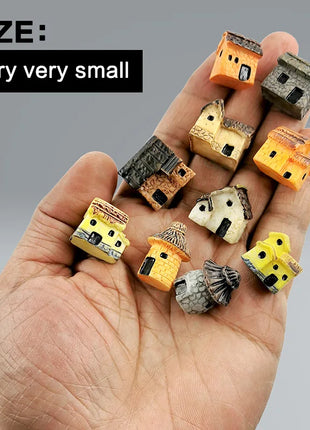 10Pcs Mini Small House Figurine Resin Craft Diy Home Decor Miniature Fairy Garden Decoration Accessories Modern Building Statue - Riparo82
