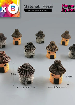 10Pcs Mini Small House Figurine Resin Craft Diy Home Decor Miniature Fairy Garden Decoration Accessories Modern Building Statue - Riparo82