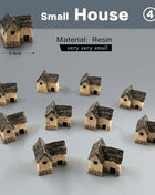 10Pcs Mini Small House Figurine Resin Craft Diy Home Decor Miniature Fairy Garden Decoration Accessories Modern Building Statue - Riparo82