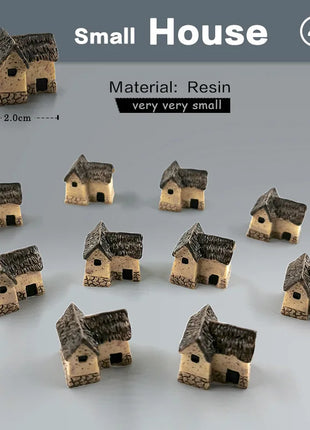 10Pcs Mini Small House Figurine Resin Craft Diy Home Decor Miniature Fairy Garden Decoration Accessories Modern Building Statue - Riparo82