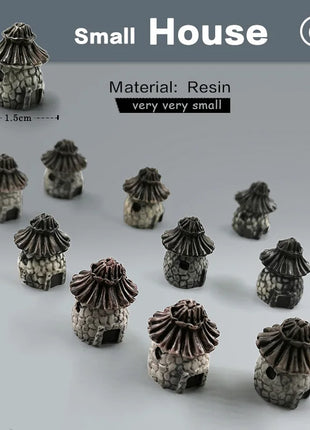 10Pcs Mini Small House Figurine Resin Craft Diy Home Decor Miniature Fairy Garden Decoration Accessories Modern Building Statue - Riparo82