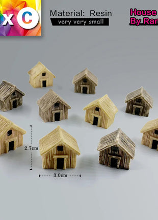 10Pcs Mini Small House Figurine Resin Craft Diy Home Decor Miniature Fairy Garden Decoration Accessories Modern Building Statue - Riparo82