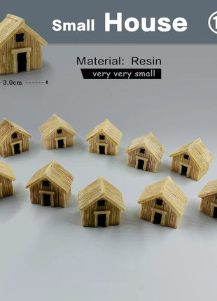 10Pcs Mini Small House Figurine Resin Craft Diy Home Decor Miniature Fairy Garden Decoration Accessories Modern Building Statue - Riparo82