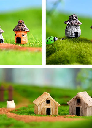10Pcs Mini Small House Figurine Resin Craft Diy Home Decor Miniature Fairy Garden Decoration Accessories Modern Building Statue - Riparo82