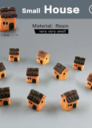 10Pcs Mini Small House Figurine Resin Craft Diy Home Decor Miniature Fairy Garden Decoration Accessories Modern Building Statue - Riparo82