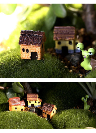 10Pcs Mini Small House Figurine Resin Craft Diy Home Decor Miniature Fairy Garden Decoration Accessories Modern Building Statue - Riparo82