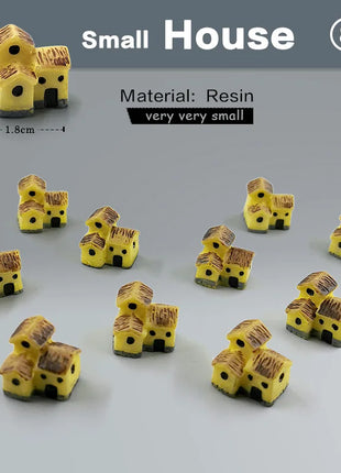 10Pcs Mini Small House Figurine Resin Craft Diy Home Decor Miniature Fairy Garden Decoration Accessories Modern Building Statue - Riparo82