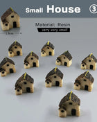 10Pcs Mini Small House Figurine Resin Craft Diy Home Decor Miniature Fairy Garden Decoration Accessories Modern Building Statue - Riparo82