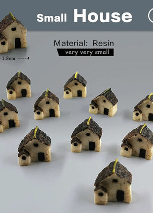 10Pcs Mini Small House Figurine Resin Craft Diy Home Decor Miniature Fairy Garden Decoration Accessories Modern Building Statue - Riparo82