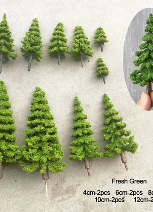 10pcs 1:87 Scale Simulation Pine Model Cedar Trees Landscape Miniature Train Railway Layout Scenery Dioramas Diy Decor mixed - Riparo82
