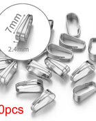 10pcs 50pcs Stainless Steel Square Bail Clasp Pendant Charm Connector Buckle Clip Clasp Necklace Bag DIY Jewelry Making Supplies - Riparo82