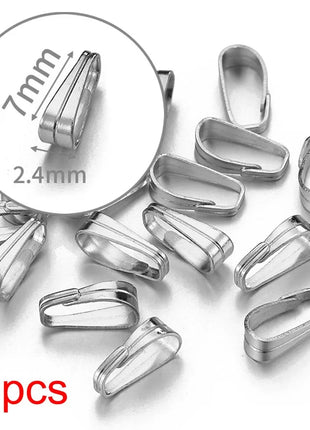 10pcs 50pcs Stainless Steel Square Bail Clasp Pendant Charm Connector Buckle Clip Clasp Necklace Bag DIY Jewelry Making Supplies - Riparo82