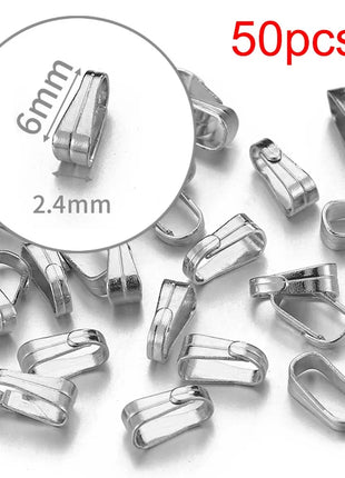10pcs 50pcs Stainless Steel Square Bail Clasp Pendant Charm Connector Buckle Clip Clasp Necklace Bag DIY Jewelry Making Supplies - Riparo82