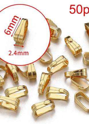 10pcs 50pcs Stainless Steel Square Bail Clasp Pendant Charm Connector Buckle Clip Clasp Necklace Bag DIY Jewelry Making Supplies - Riparo82