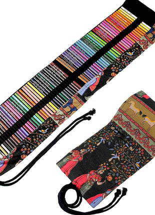 Kit di 72 Matite Colorate con Custodia in Tela Arrotolabile per Libri da Colorare, Disegno e Strumenti Artistici