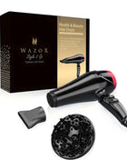 Pro Ionic 1875W Hair Dryer - Hair Dryers with Diffuser and Concentrator for Fast Drying, Less Frizz, and Shine, 3 Heat/2 Speed Settings, AC Motor, ALCI Plug, and Black Color