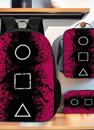 Set di 3 zaini per giochi emozionanti, zaino a grande capacità con cartoni animati, 1*borsa per il pranzo, 1*penne, perfetto per regali di vacanza o compleanno, per la quotidiana andata e ritorno al lavoro