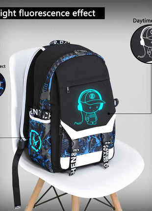 Zaino da Uomo Nuovo 2023 che si Illumina al Buio con Graffiti Geometrici - Borsa per Laptop di Alta Qualità e Grande Capacità Approvata dalla TSA con Design Note Musicali & Cuffie, Poliestere Resistente per Studenti Universitari, Viaggi & Pendolarismo Quo