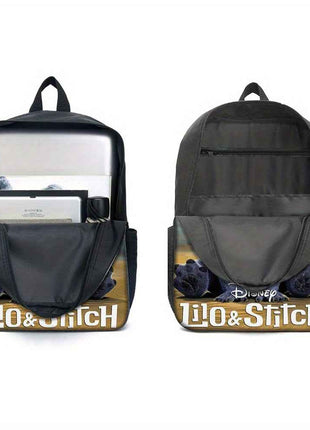Set di 3 zaini con stampa del film Disney Stitch - Zaino scolastico unisex elegante, borsa per il pranzo e custodia per matite - Zaino per computer di grande capacità per uso quotidiano e viaggi, regalo perfetto per Natale e Halloween, zaino Disney