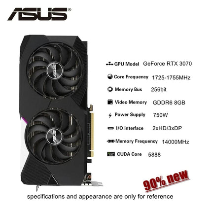 2024 Used ASUS RTX 3070 8GB GDDR6 Graphic Card 256bit Video Cards GPU RTX3070 8G PCI Express 4.0 16X - Riparo82