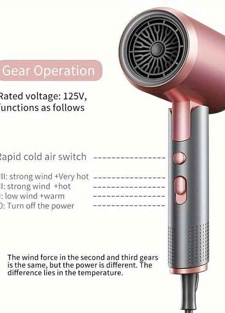 Professional Ionic Hair Dryer Blow Dryer with Diffuser and Concentrator and Hanging rack for Curly Hair Negative Ions Dryer with Ceramic Technology Nozzle for Fast Drying as Salon Light and Quiet, Folding Travel
