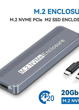 20Gbps M.2 NVME Enclosure USB 3.2 GEN 2X2 Type C NVME SSD Enclosure for 2230/2242/2260/2280 NVME SSD M/ B +M Key External Case - Riparo82