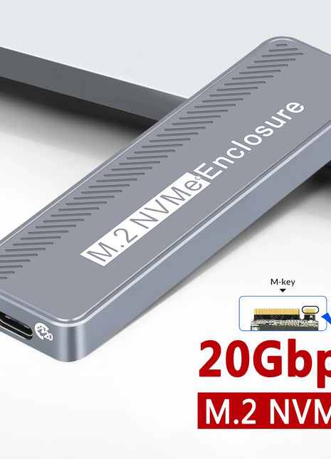 20Gbps M.2 NVME Enclosure USB 3.2 GEN 2X2 Type C NVME SSD Enclosure for 2230/2242/2260/2280 NVME SSD M/ B +M Key External Case - Riparo82