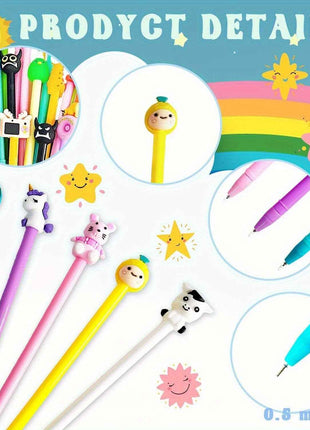 50 pezzi, set di penne a sfera stile cartoon, scrittura fluida, punta 0.5mm fine, cilindro in plastica con cappuccio a clip, design creativi vari, ideale per ufficio e scuola, 18+