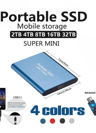 2TB External Hard Drive Pendrive USB 3.1 Notebook Mobile Solid State SSD Nmve M2 Mini Hard Disk Portable SSD Sata 1TB For Laptop - Riparo82