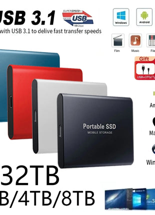 2TB External Hard Drive Pendrive USB 3.1 Notebook Mobile Solid State SSD Nmve M2 Mini Hard Disk Portable SSD Sata 1TB For Laptop - Riparo82