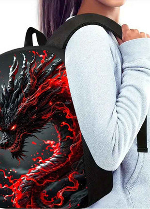 Zaino Testa di Drago Feroce 3 pezzi, inclusi portapranzo e astuccio per matite, adatto per la scuola quotidiana, l'arrampicata su roccia e sport all'aperto