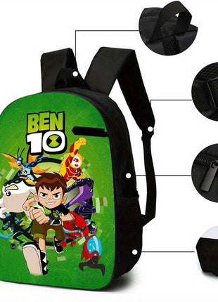 3 Pezzi Set Zaino Ben 10, 1*Borsa Pranzo, 1*Astuccio Portapenne, Grande Capacità Organizzatore da Viaggio con Chiusura a Cerniera, Ideale per Regali di Vacanza o Compleanno