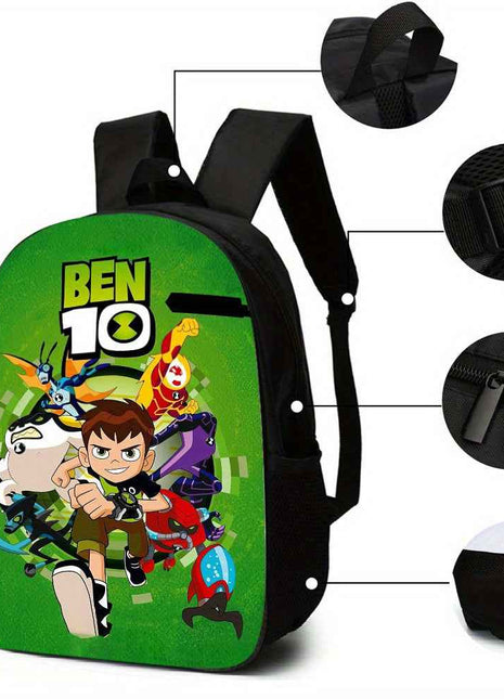 3 Pezzi Set Zaino Ben 10, 1*Borsa Pranzo, 1*Astuccio Portapenne, Grande Capacità Organizzatore da Viaggio con Chiusura a Cerniera, Ideale per Regali di Vacanza o Compleanno