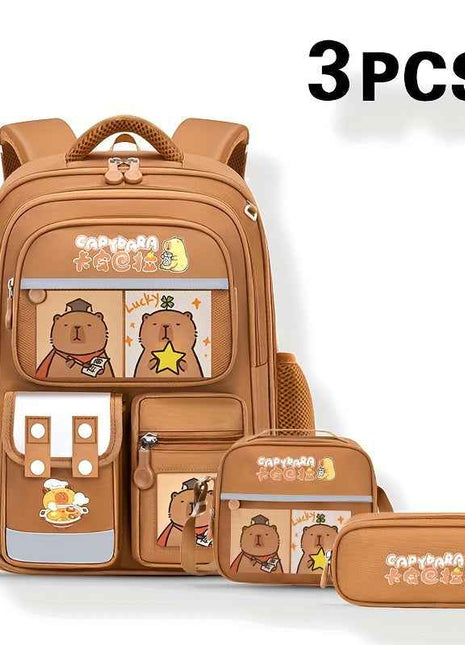 3 Pezzi Zaino, Borsa a Mano e Astuccio per Ragazzi e Ragazze - CAPYBALA Zaino Casual Grande Capacità con Cinghie Regolabili, Stampa Buffalo, Leggero e Resistente, Ideale per Scuola, Viaggi e Uso Quotidiano, Regalo Divertente per Amanti degli Animali