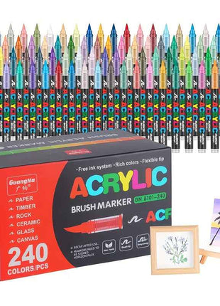 240/168 Colori 2025 Nuovi Pennarelli Acrilici con Punta Morbida per Pittura e Arte, Penne per Pittura Professionali per Fai da Te e Creazioni Artistiche