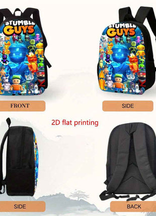3 pezzi Borsa a tracolla Stumble Guys 2D stampata, borsa messenger capiente per scuola e viaggi leggera con cerniera, regolabile, ideale per pendolarismo ed escursioni, design piatto 2D