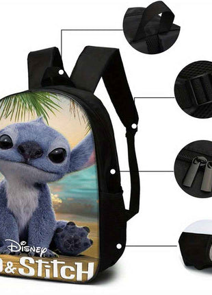 Set di 3 zaini con stampa del film Disney Stitch - Zaino scolastico unisex elegante, borsa per il pranzo e custodia per matite - Zaino per computer di grande capacità per uso quotidiano e viaggi, regalo perfetto per Natale e Halloween, zaino Disney