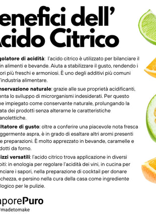 Acido Citrico - Cockatail, Vino, Pulizie, Enologia - Made in EU