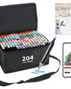 204 pennarelli a pennello e a punta fine - Punta media, non tossici, colori vibranti per dipingere, colorare, schizzare, disegnare - Regalo perfetto per artisti e principianti, pennarelli per l'arte, essenziali per il disegno, design a punta a pennello, c