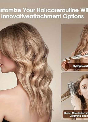 MAXGROOM 7-in-1 High-Speed Hair Dryer & Styler Set - Fast Drying, Auto Curling & Straightening with Volumizing Brush, Includes Attachments for All Hair Types