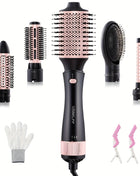 5 in 1 Hot-Air Blow Hair Dryer Brush - Set for One Step Drying and Styling Hair, Negative Ionic, Ceramic Barrel, Detachable, Multiple Temp Settings for Women Middle to Long Hair, Black-Golden - Riparo82