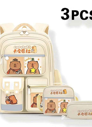 3 Pezzi Zaino, Borsa a Mano e Astuccio per Ragazzi e Ragazze - CAPYBALA Zaino Casual Grande Capacità con Cinghie Regolabili, Stampa Buffalo, Leggero e Resistente, Ideale per Scuola, Viaggi e Uso Quotidiano, Regalo Divertente per Amanti degli Animali