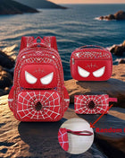 Marvel 3pcs/Set Spiderman Multi Compartment Backpack, Penne Case, Handheld Box Bag, Unico Backpack con Novelle Pattern, Regolabile Shoulder Strap Backpack, Regalo alla Famiglia, Back to Schoold