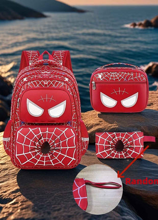 Marvel 3pcs/Set Spiderman Multi Compartment Backpack, Penne Case, Handheld Box Bag, Unico Backpack con Novelle Pattern, Regolabile Shoulder Strap Backpack, Regalo alla Famiglia, Back to Schoold