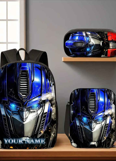 Borsa da viaggio, borsa da bagaglio 3 pezzi Transformers Set zaino a spalla doppia borsa a spalla grande ape Optimus Prime astuccio per matite stampa alla moda borsa a tracolla leggera personalizzata apertura regalo di laurea regalo di compleanno regalo d